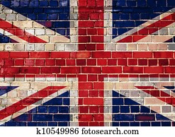 UK flag on a brick wall background