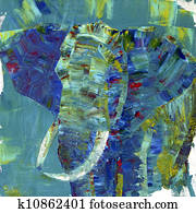 um, elefante, pintado, com, acrílicos