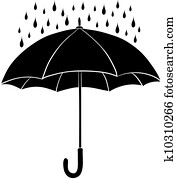Umbrella and rain, silhouettes Umbrella and rain, silhouettes
