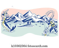 un, reunión, de, invierno, actividades al aire libre