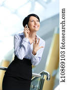 unternehmerin, reden, auf, zellulares telephon