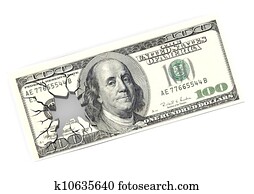 US dollar with hole