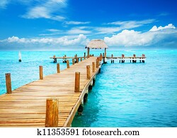 Vacation in Tropic Paradise. Jetty on Isla Mujeres, Mexico Vacation in Tropic Paradise. Jetty on Isla Mujeres, Mexico