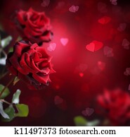 valentine, ou, casório, Card., rosas, e, corações