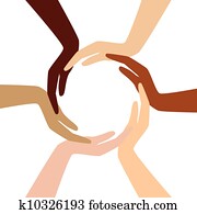 vector, -, círculo, de, diferente, mano