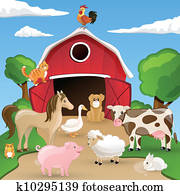 Vector Farm with Animals Vector Farm with Animals
