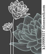 Vector flowers over black background Vector flowers over black background