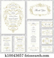 Vector Gold Ornament Frame Set