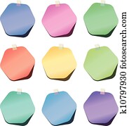 vector hexagon paper notes