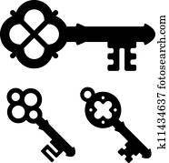 vector medieval key symbols vector medieval key symbols