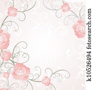 vector roses frame pink, romance love illustration vector roses frame pink, romance love illustration