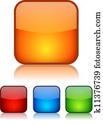 Vector square glassy buttons