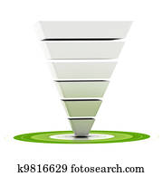 verkäufe, trichter, mit, sechs, stadien, leicht, customizable, zeigen, a, grün, ziel, büchse, sein, gebraucht, als, a, marketing, trichter, diagramm, hinüber, weißer hintergrund