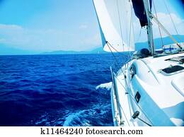 viagem, .Luxury, Yacht., velejando