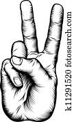 Victory V salute or peace hand sign Victory V salute or peace hand sign
