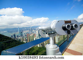 View point with telescope near hongkong,china 