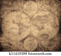 vintage map of the world circa 1675-1710