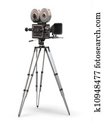 Vintage movie camera. 3d Vintage movie camera. 3d