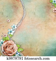 vintage textured background with a bouquet of flowers, lace and pearls vintage textured background with a bouquet of flowers, lace and pearls