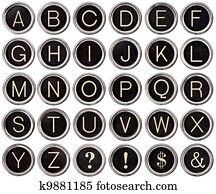Vintage Typewriter Key Alphabet