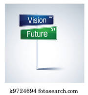 Vision future direction road sign. Vision future direction road sign.