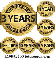 Warranty golden label set, vector Warranty golden label set, vector