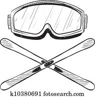Water skiing equipment sketch Water skiing equipment sketch