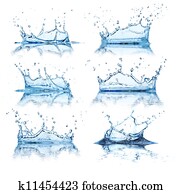 Water splashes collection, isolated on white background Water splashes collection, isolated on white background