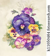 Watercolor Flora Collection: Viola 