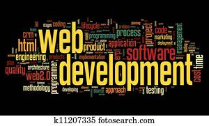Web development concept in word tag cloud Web development concept in word tag cloud