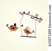 wedding, card;, braeutigam, vogel, geben, a, blume wedding, card;, braeutigam, vogel, geben, a, blume