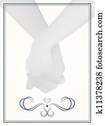 wedding couple, holding hands