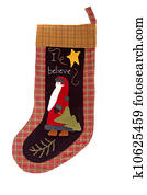 Weihnachtsstrümpfe, hängender, von, a, kaminsims, oder, kaminofen Bild