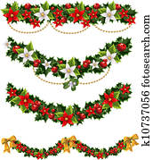 weihnachtsgirlanden, von, stechpalme, 2 weihnachtsgirlanden, von, stechpalme, 2