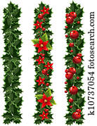 weihnachtsgirlanden, von, stechpalme weihnachtsgirlanden, von, stechpalme