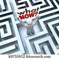 What Now Confused Person Holding Sign Lost in Maze