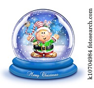 Whimsical Cartoon Elf Snow Globe Whimsical Cartoon Elf Snow Globe
