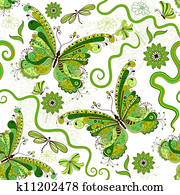 white-green, תבנית פרחונית