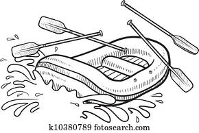 Whitewater rafting sketch Whitewater rafting sketch