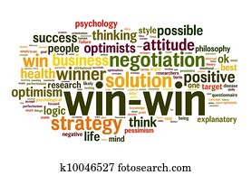 win-win, 해결, 에서, 낱말, 꼬리표, 구름, 백색 위에서