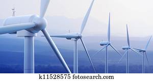 Wind Turbines with distant mountains