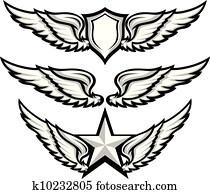 Wings and Badge Emblem Vector Images Wings and Badge Emblem Vector Images
