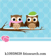 Winter owl couple
