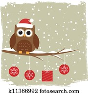 winterbilder, karte, mit, niedlich, eule winterbilder, karte, mit, niedlich, eule