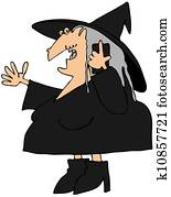 Witch talking on a cellphone Witch talking on a cellphone