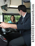 Woman boarding bus Woman boarding bus