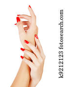 woman hands with red nails woman hands with red nails