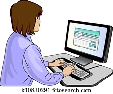 woman-programmer, közel, egy, számítógép