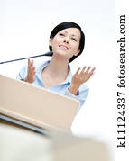 Woman speaker at the board