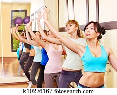 Women in aerobics class. Women in aerobics class.